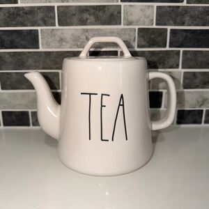 RAE DUNN White Ceramic Teapot with 'TEA' Lettering - Classic Home Kitchen